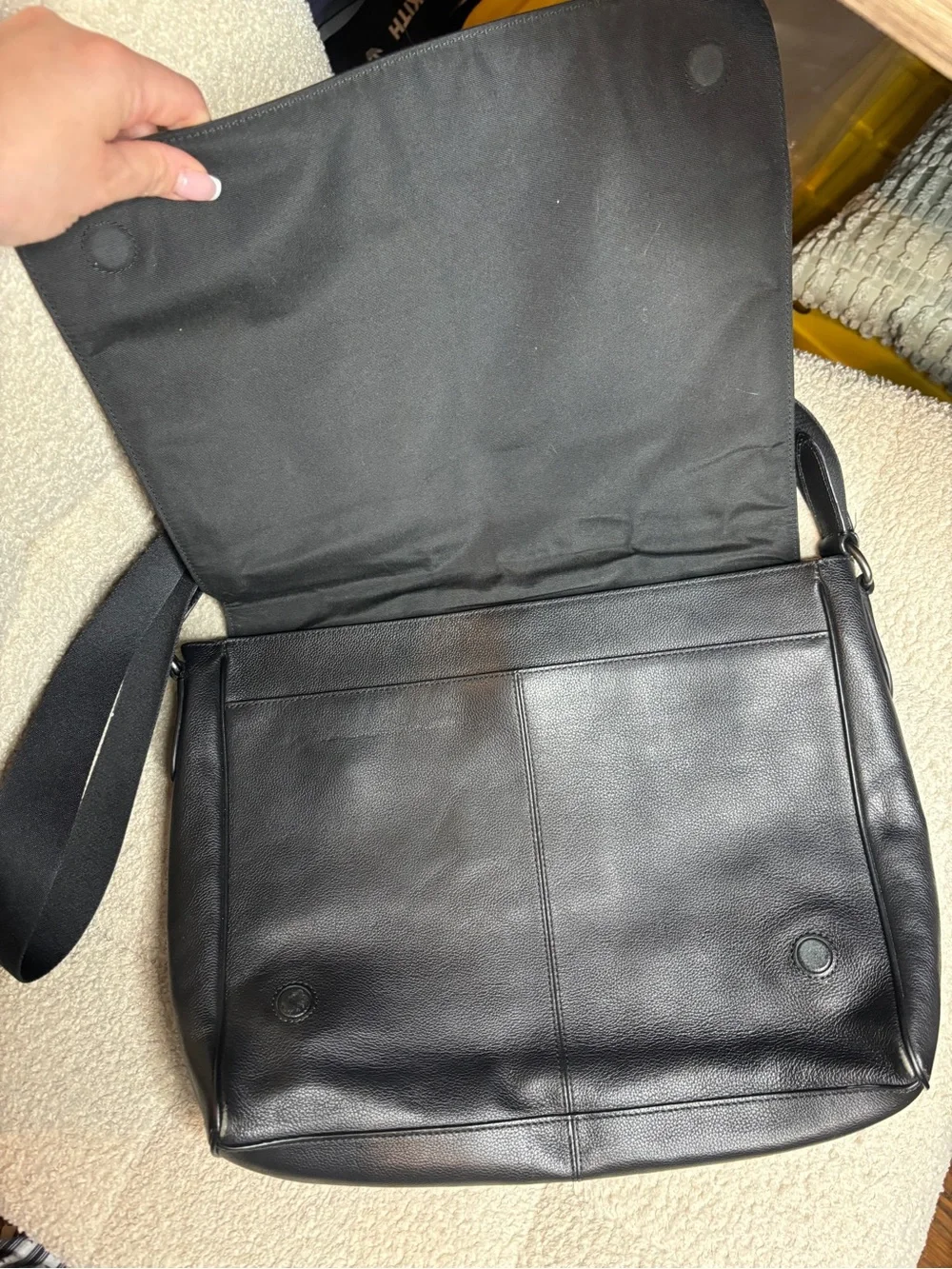 Coach Houston Messenger Leather Laptop Bag Black